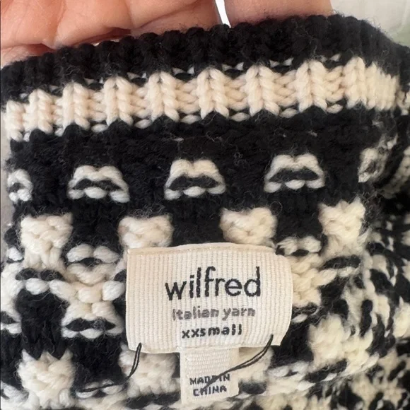 ARITZIA Wilfred Black & Cream Checkered Merino Wool Sweater – XXS - Picture 4 of 5